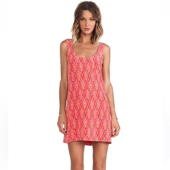 Joie Dawna Ikat 100% Silk Sleeveless Tank Mini Dress in Spiced Coral Size XS - Picture 2 of 11